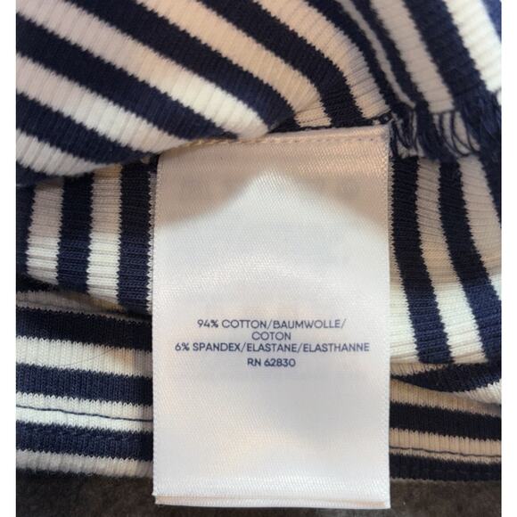 Lands' End Nautical Navy White Stripe Long Sleeve Womens Shirt Lg Coastal Preppy - Picture 4 of 8